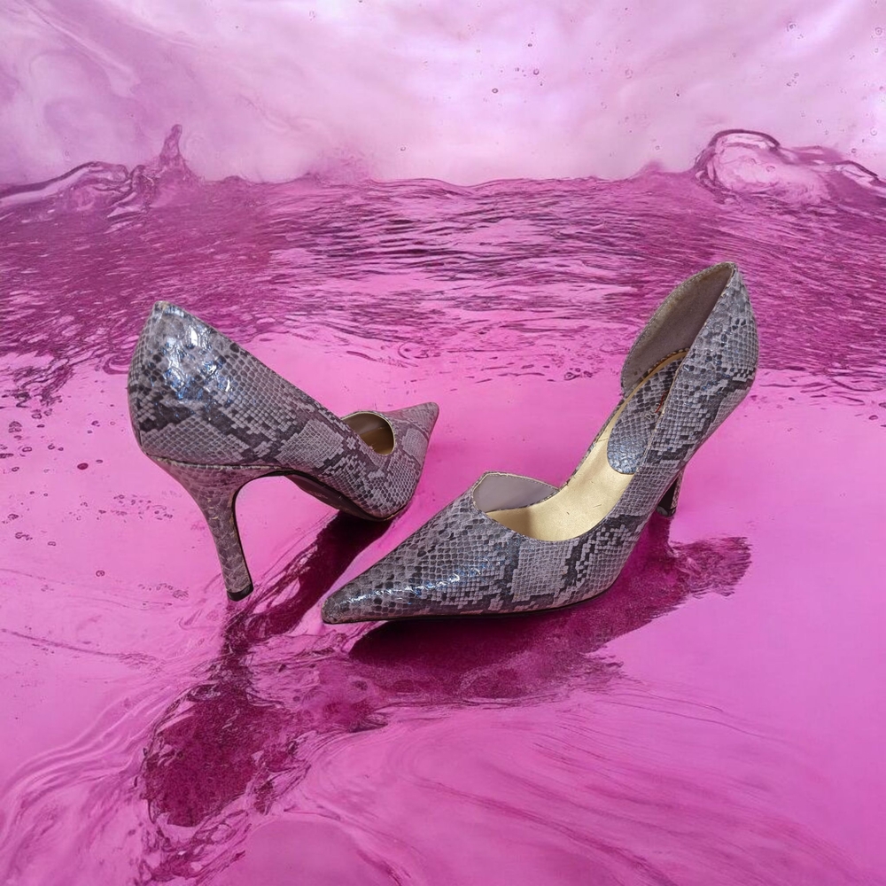 Sophisticated Gray and Lavender High Heeled Pumps